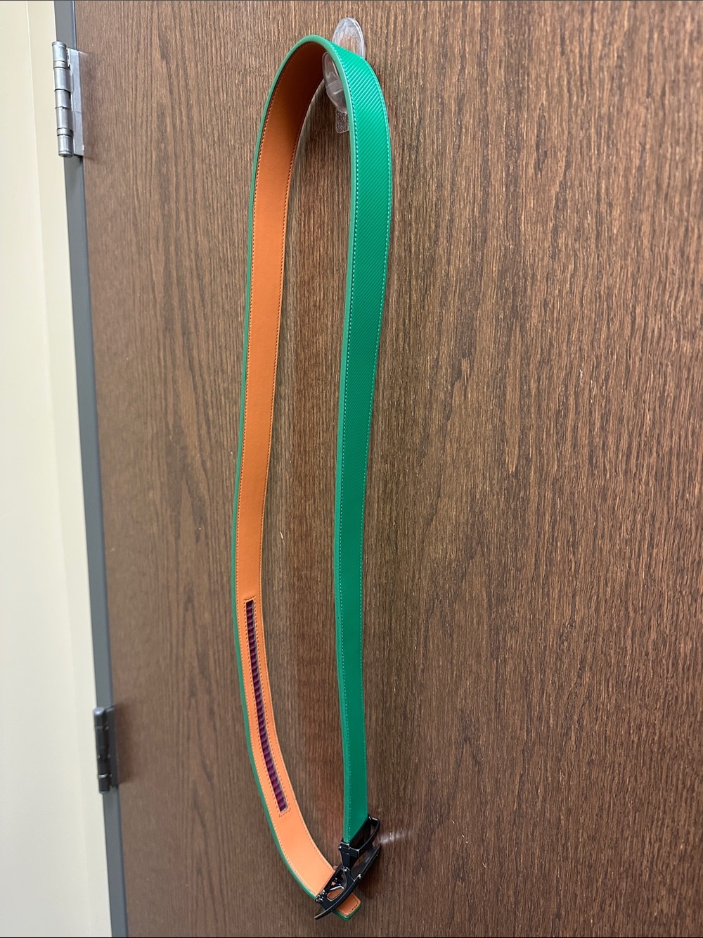 Men's Reversible Green and Orange Dress Belt with Polished Buckle